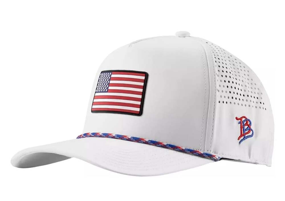 Branded Bills Old Glory PVC Curved 5 Panel Rope Hat White RWB Rope